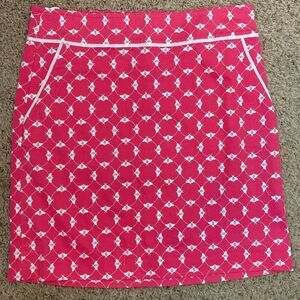 Talbots NWT Bright Pink Bee Print w/white trim & pockets crisp cotton pique
